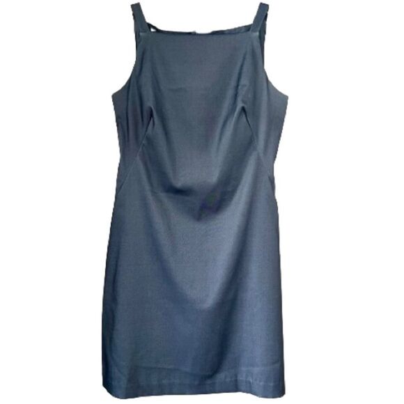 VTG Y2K CDC Gray Bateau Boat Neckline Sleeveless Cocktail Sheath Dress SZ 12 - Picture 1 of 12